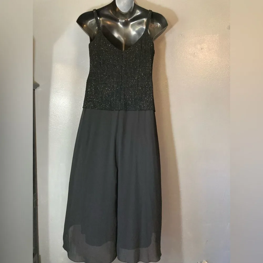 Alex Evenings Black Beaded Maxi Dress
